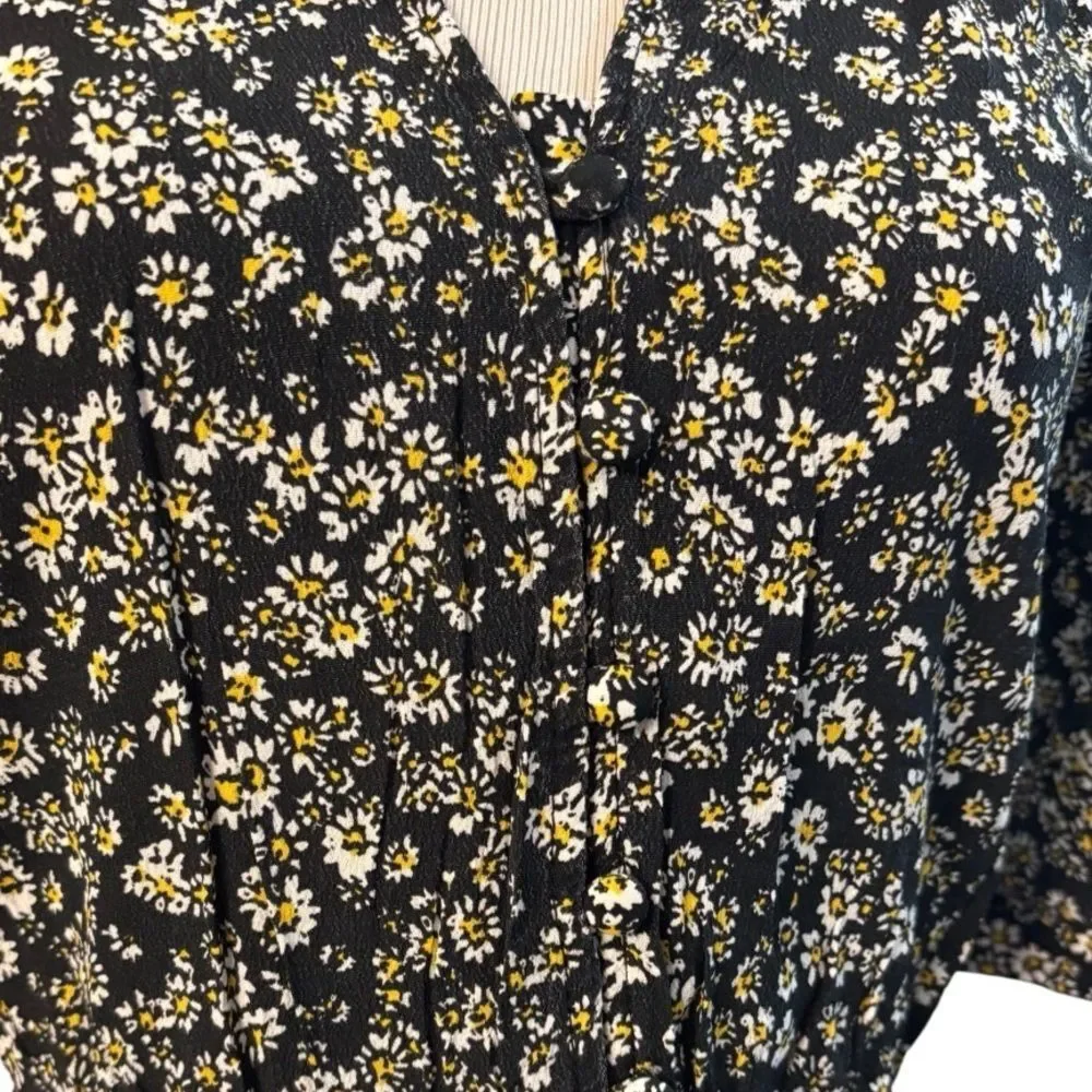 NWT Aqua Black Dress w Yellow & White Daisy Print - Picture 3 of 3